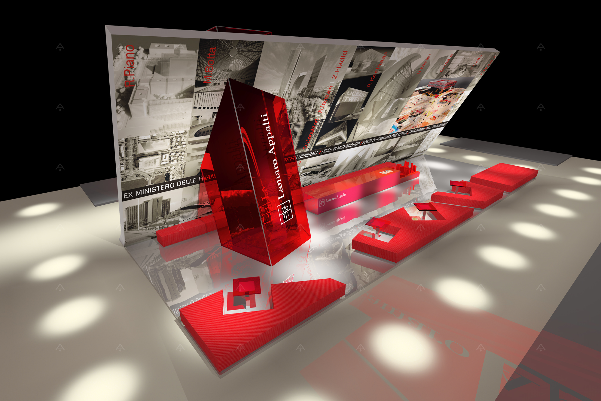 Allestimento; Corporate exhibition design; Stand TOTI